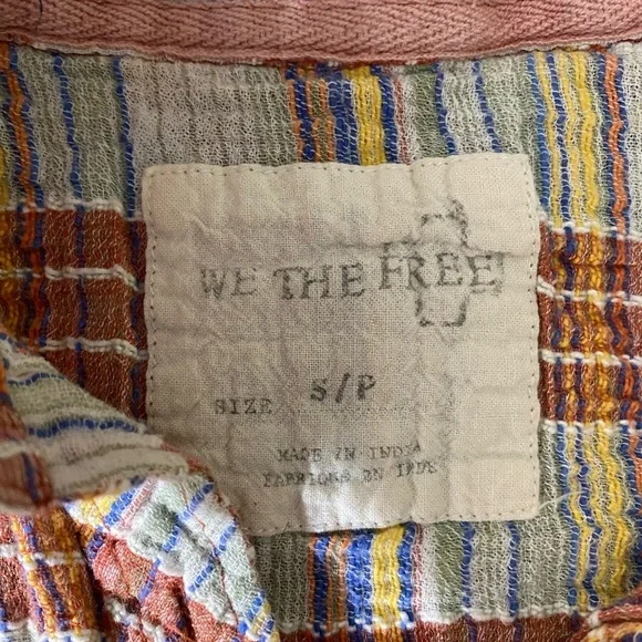 We The Free blouse shirt long sleeve button down front waist pleats Sz S I -05 - Picture 4 of 8